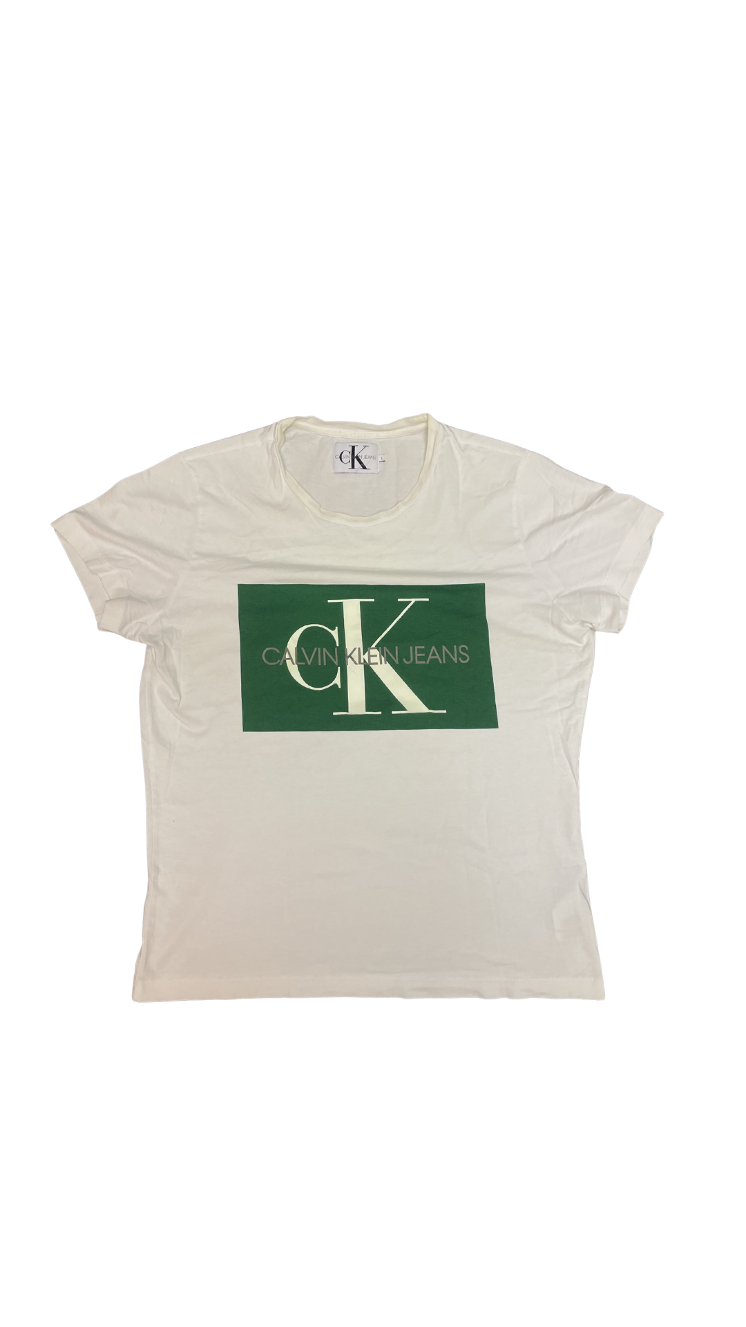 Calvin Klein Jeans T-Shirt – White / Green Logo