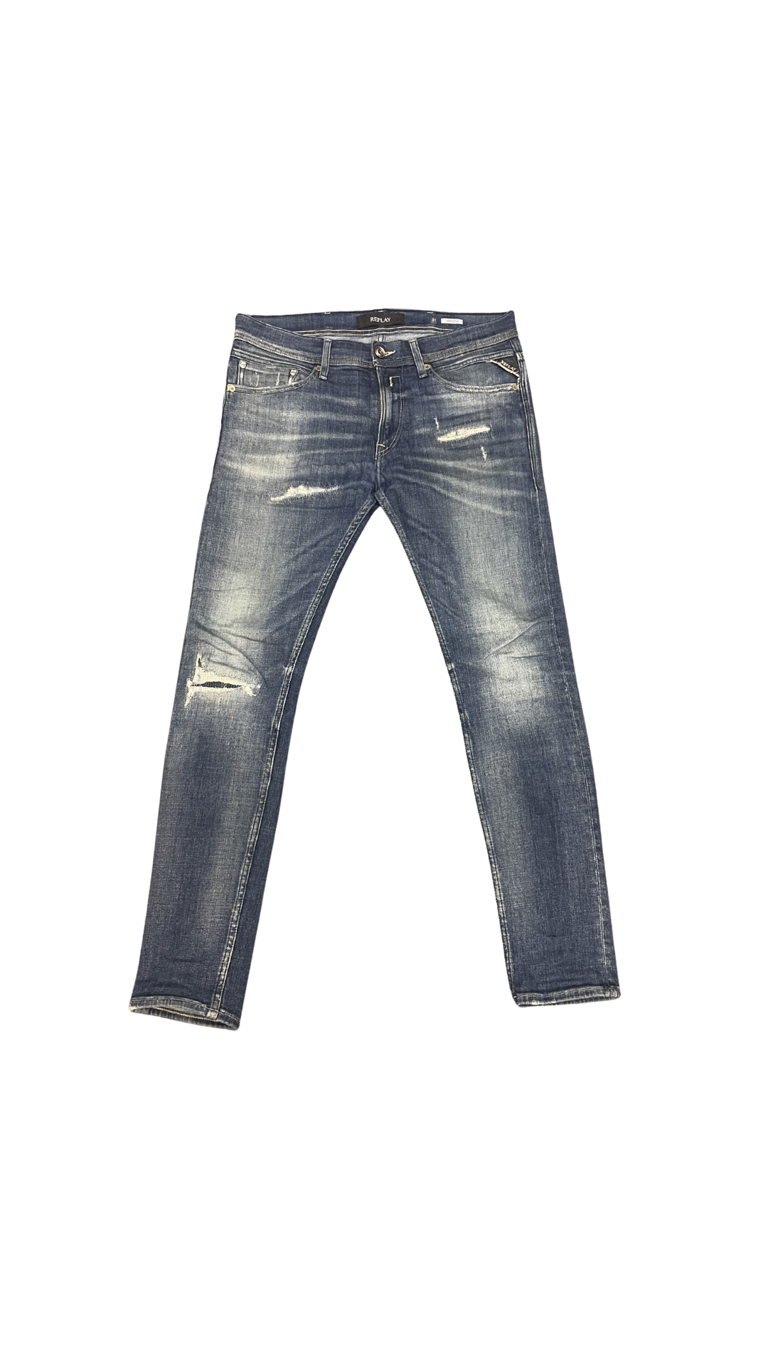Replay Slim Fit Jeans – Blue Wash Distressed
