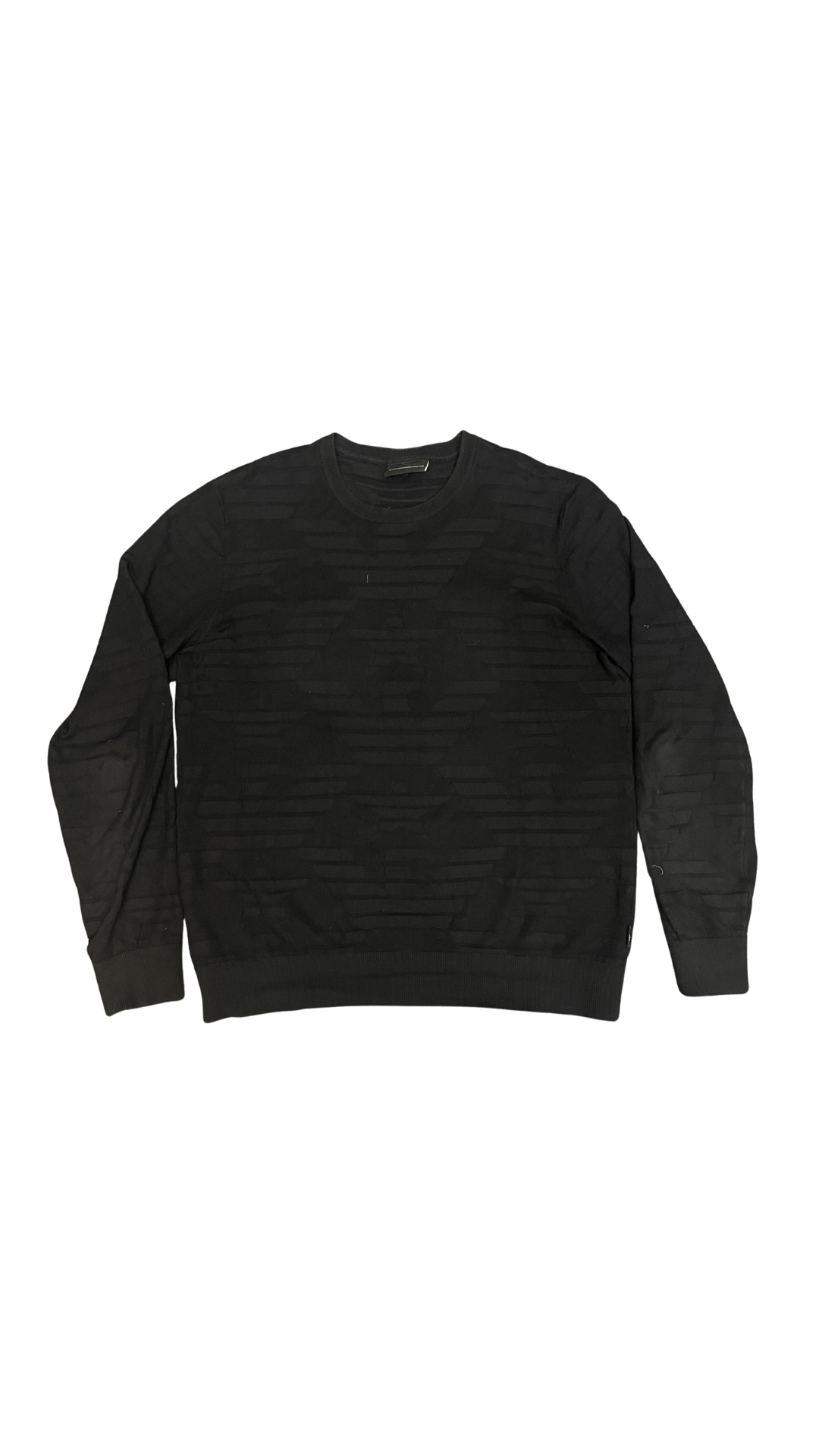 Emporio Armani Black Textured Crewneck Sweater