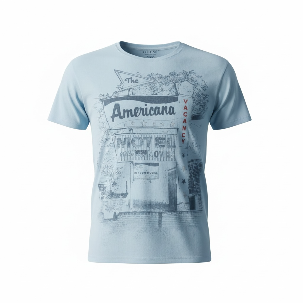 GUESS “Americana” Graphic T-Shirt – Light Blue