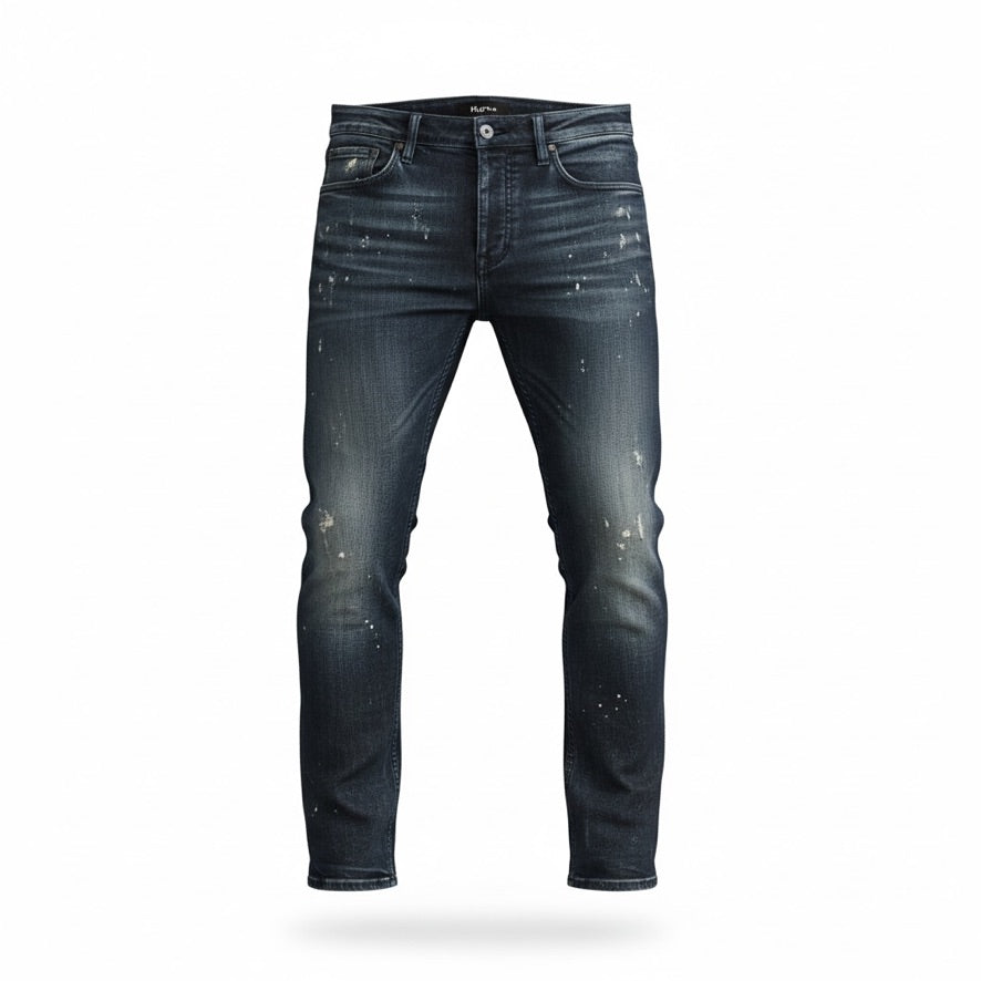 Tigha Slim Fit Jeans – Dark Wash Paint Effect