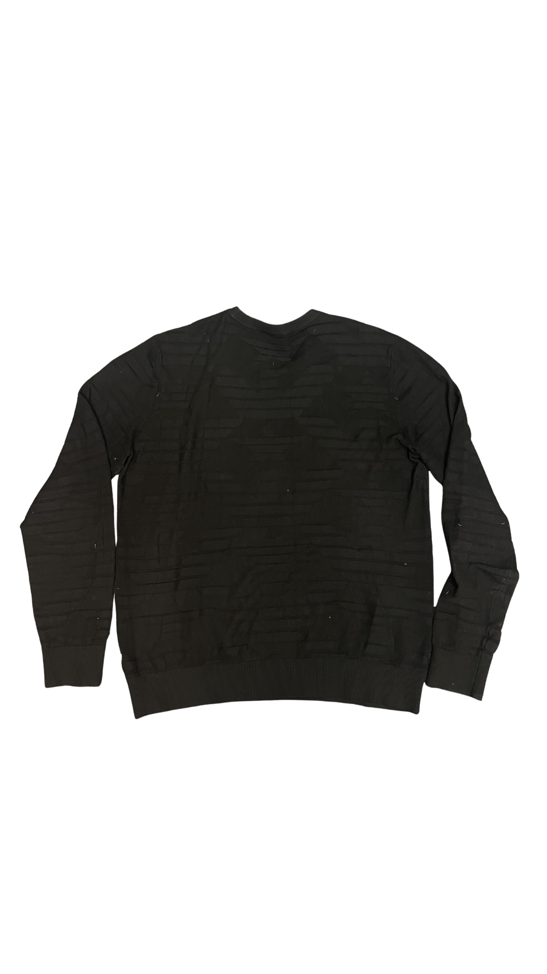 Emporio Armani Black Textured Crewneck Sweater