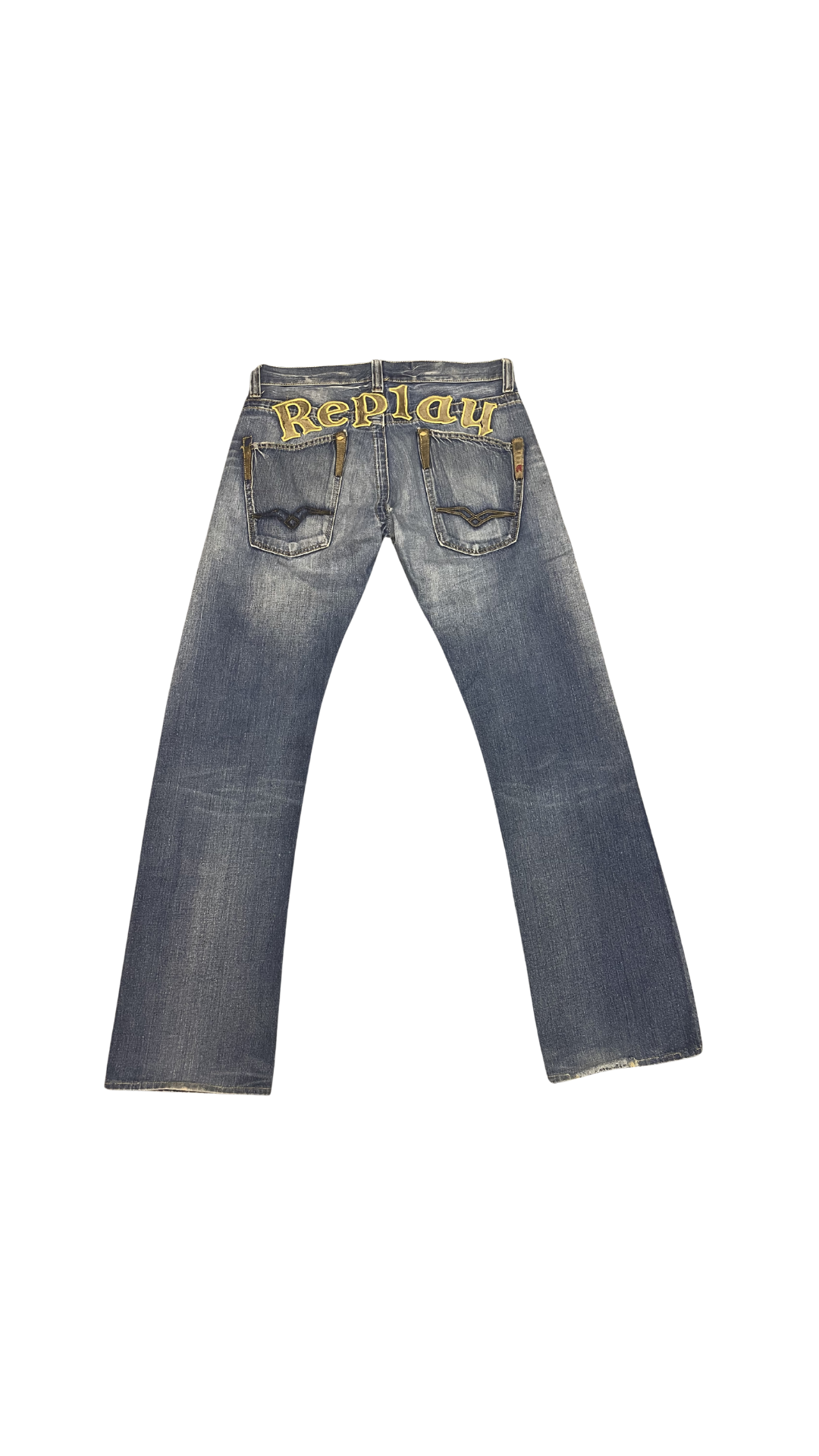 Replay Logo Back Jeans – Mid Blue Wash