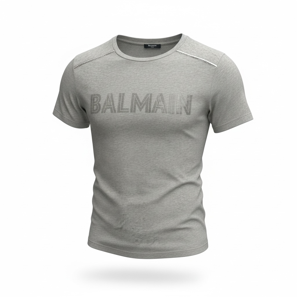 Balmain Logo T-Shirt – Light Grey