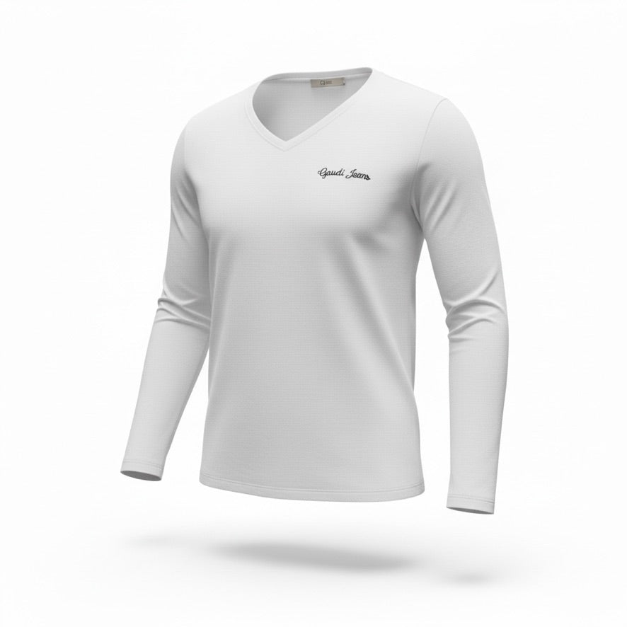 Gaudí Jeans V-Neck Longsleeve – White