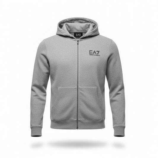 EA7 Emporio Armani Grey Zip Hoodie