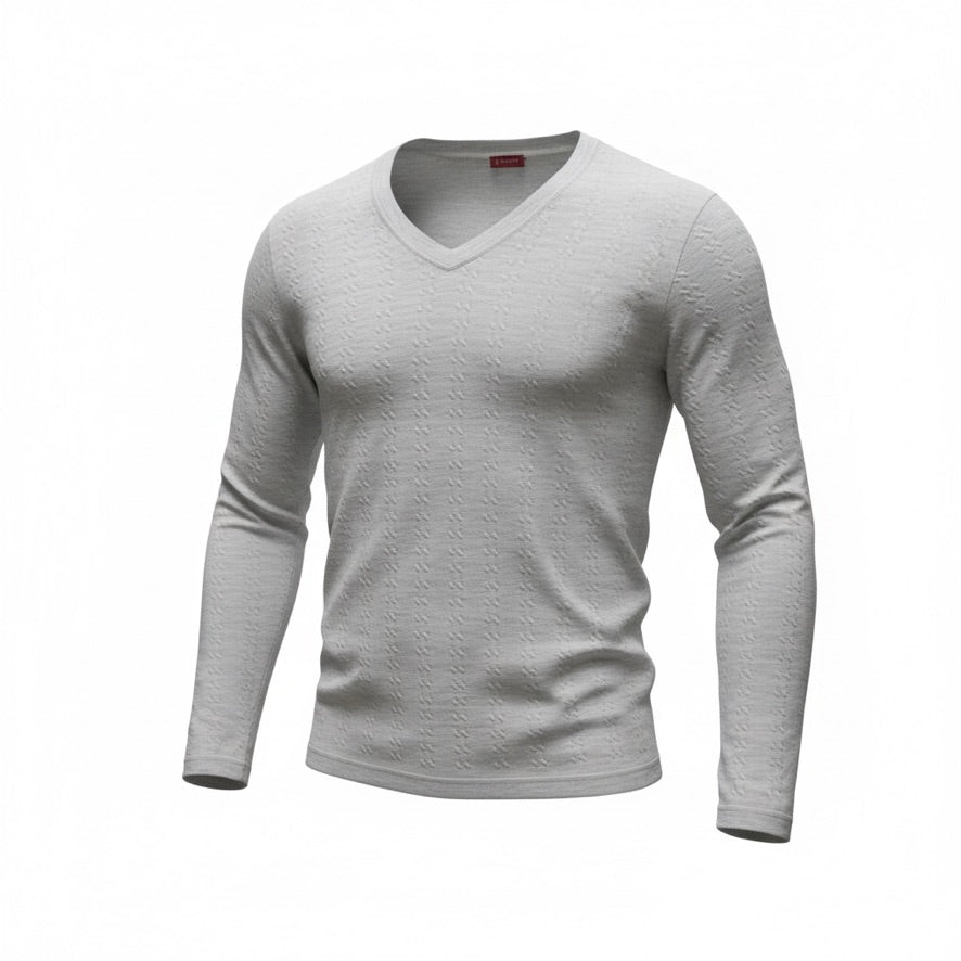 BLAŽEK V-Neck Longsleeve – Light Grey