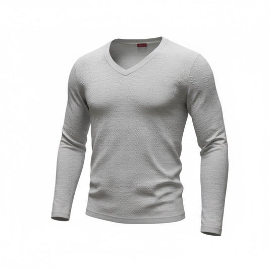 BLAŽEK V-Neck Longsleeve – Light Grey