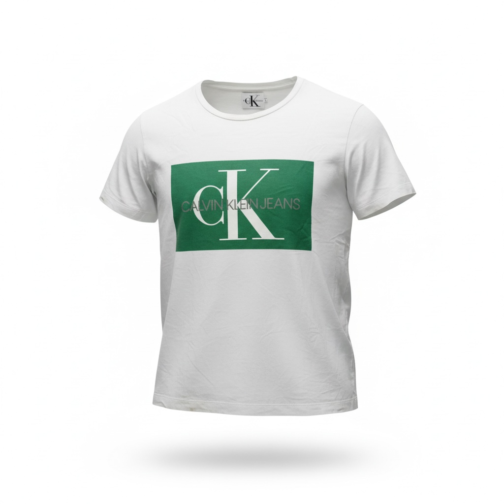 Calvin Klein Jeans T-Shirt – White / Green Logo