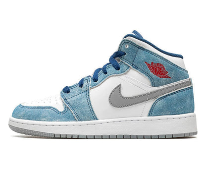 Jordan 1 Mid French Blue Fire Red