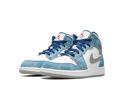 Jordan 1 Mid French Blue Fire Red