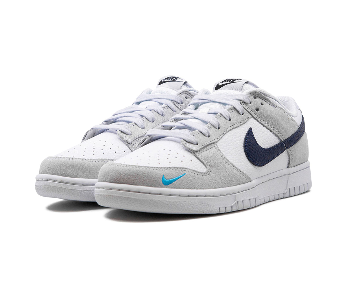 Nike Dunk Low White Grey Navy Aqua Mini Swoosh