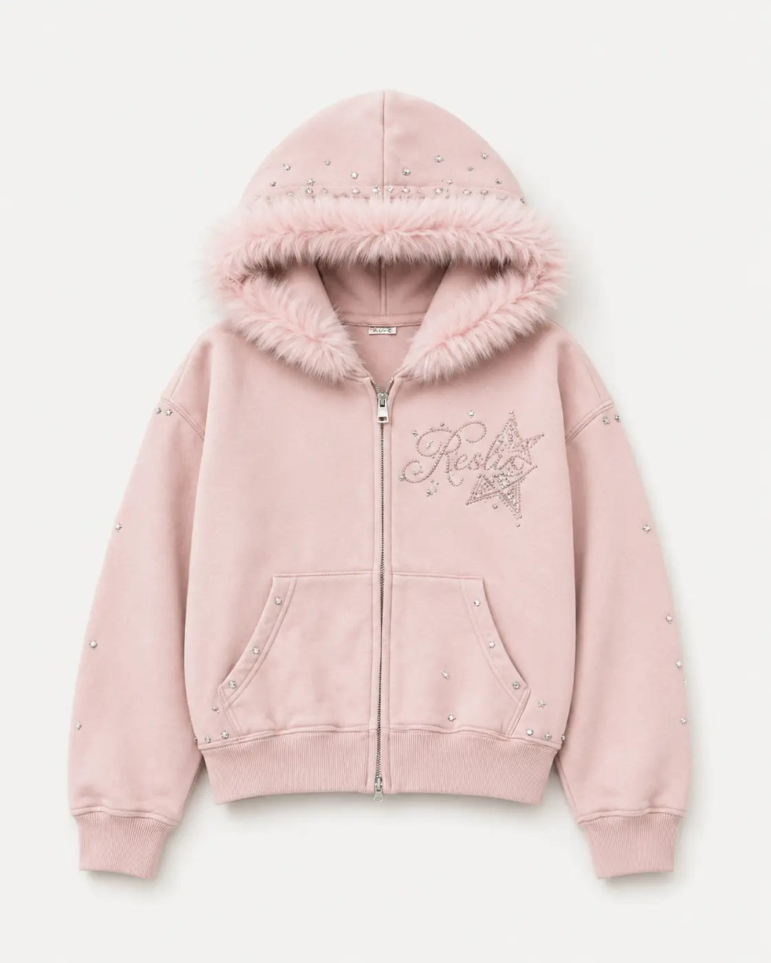 Blush Serenity fur trim zip hoodie